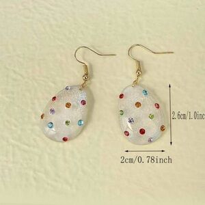 Elegant Egg shaped Gold Multicolor Crystal Earrings